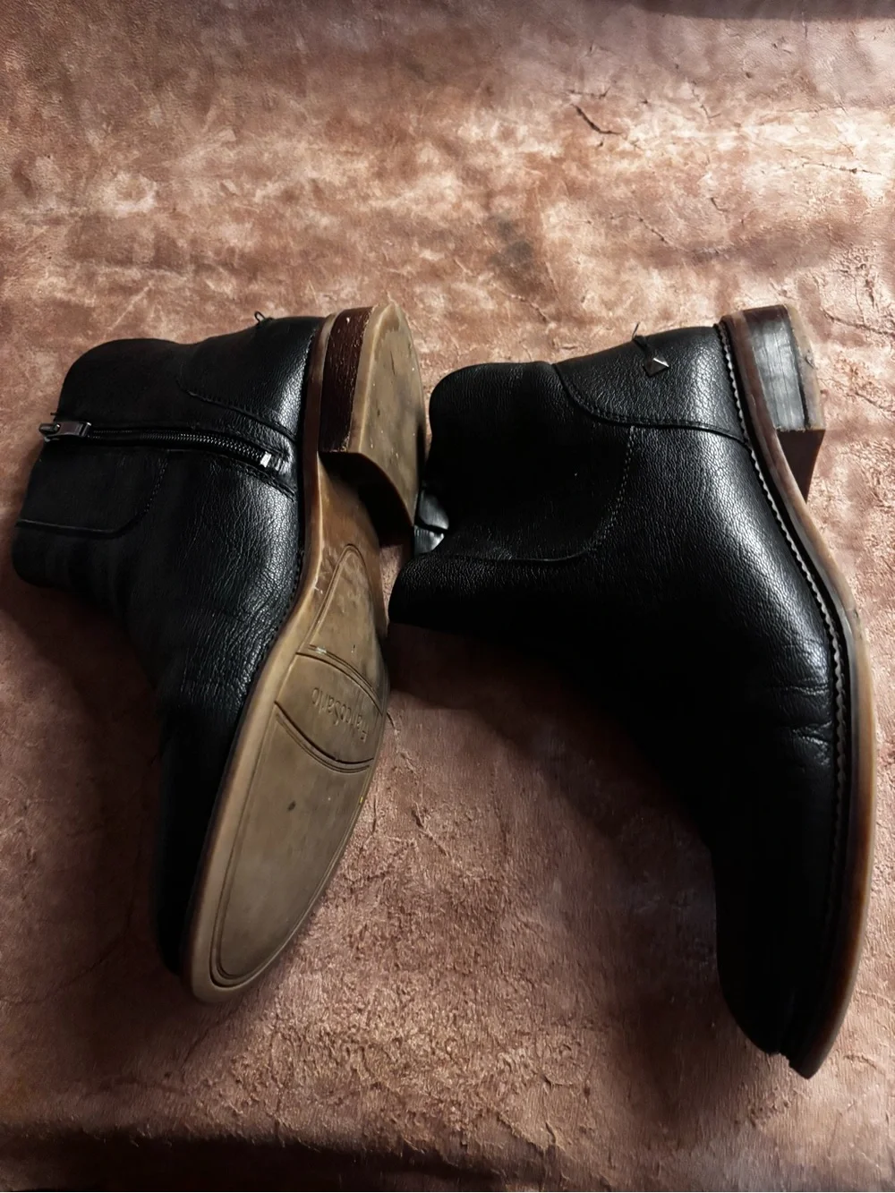Franco Sarto Black Leather Chukka Zip Boots